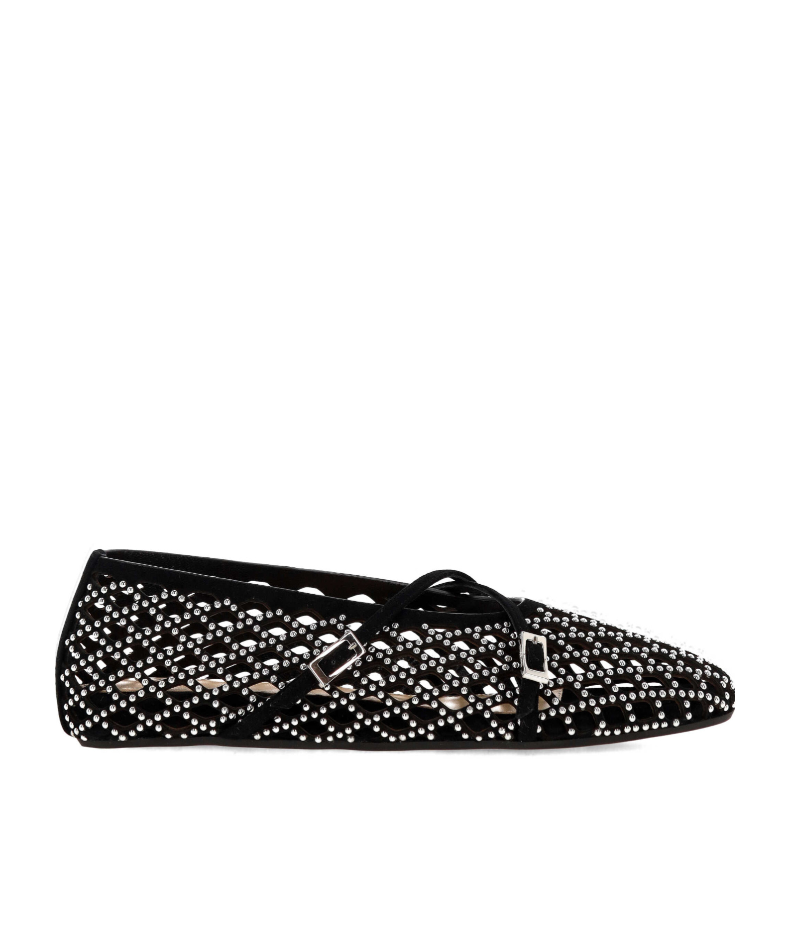 Machmach Crystal-embellished Lattice Ballet Flats In Black