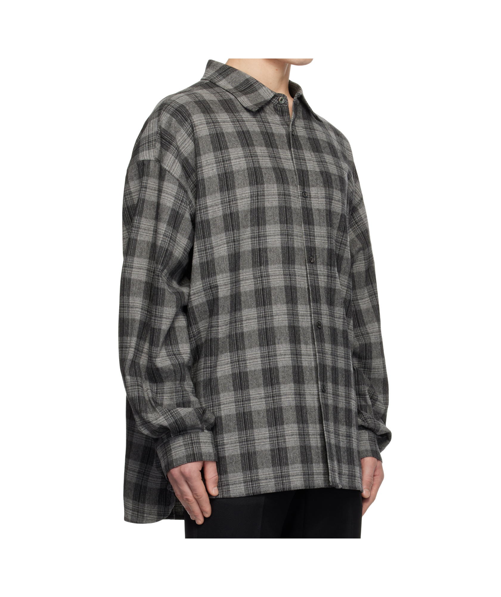 Wooyoungmi Long-sleeved Plaid Shirt In Black