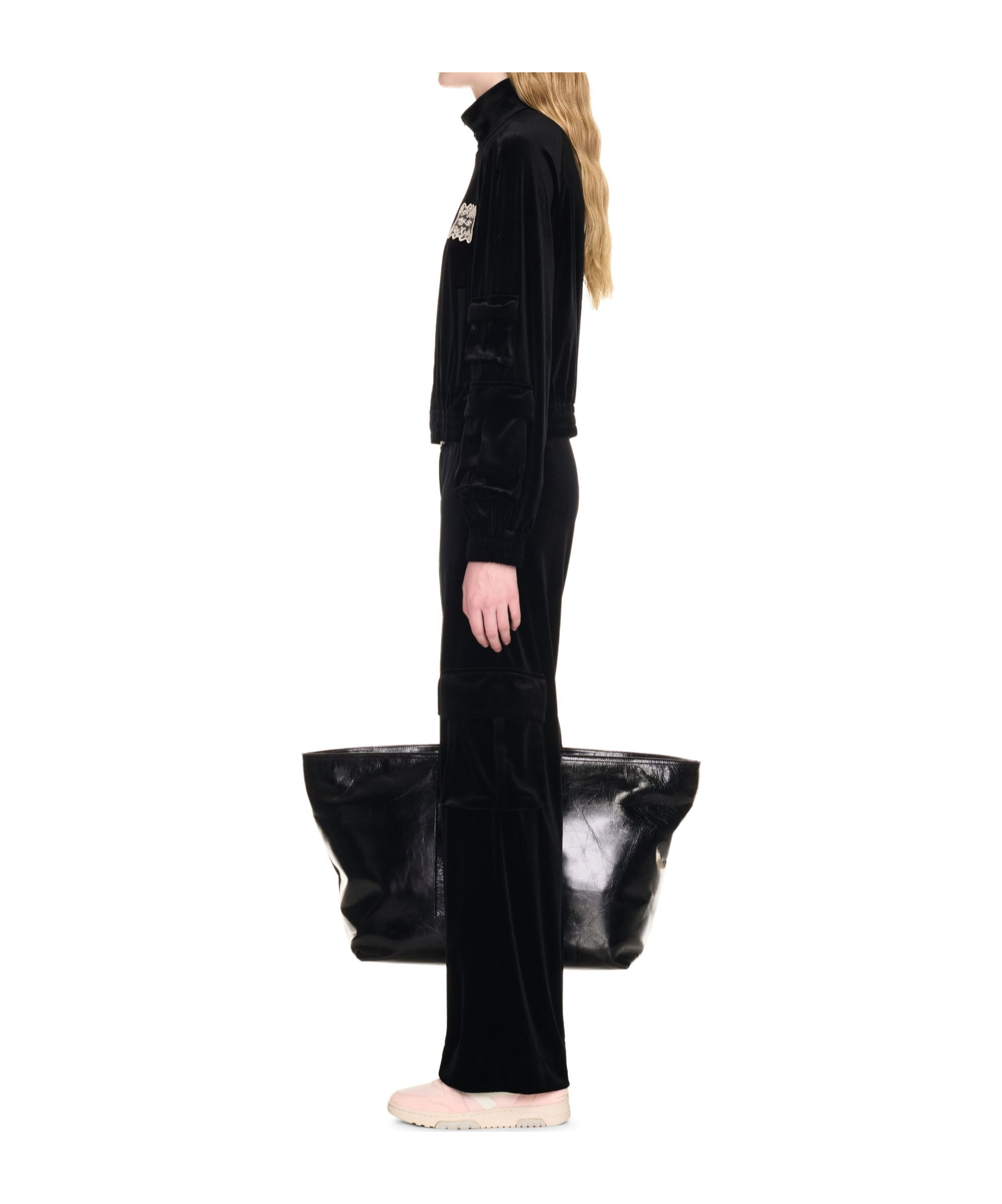 Off-white Velvet Cargo Track Pants In Black