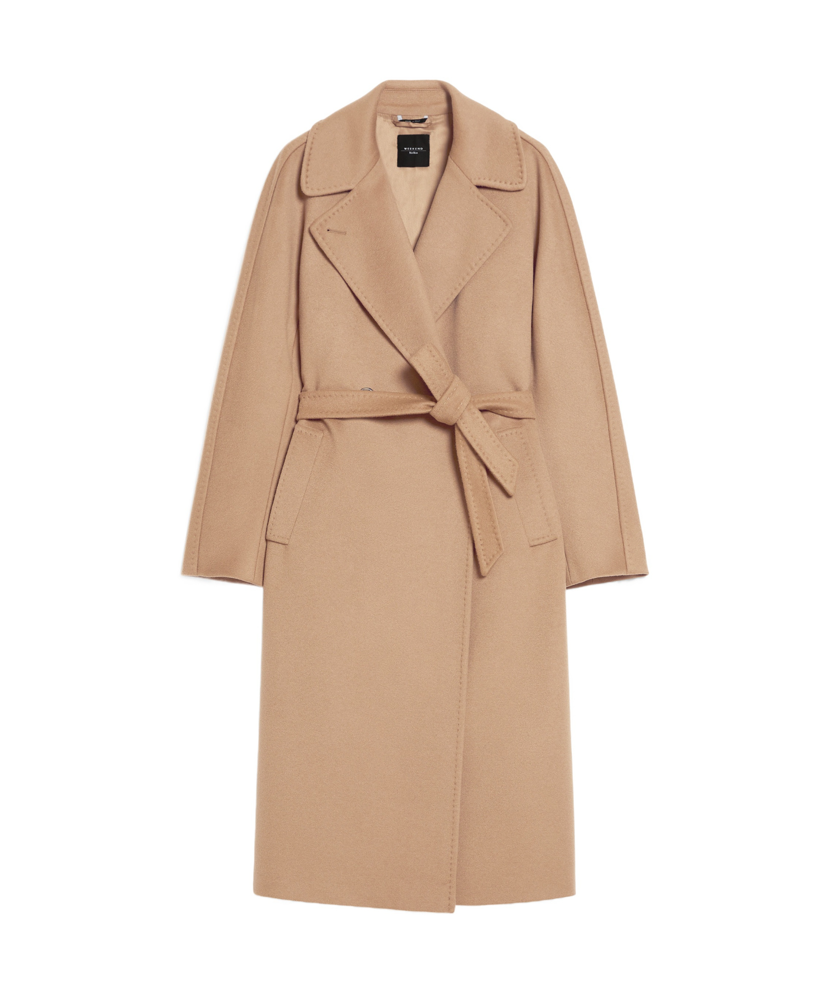 Weekend Max Mara Cascia Cashmere Coat With Belt In Nude