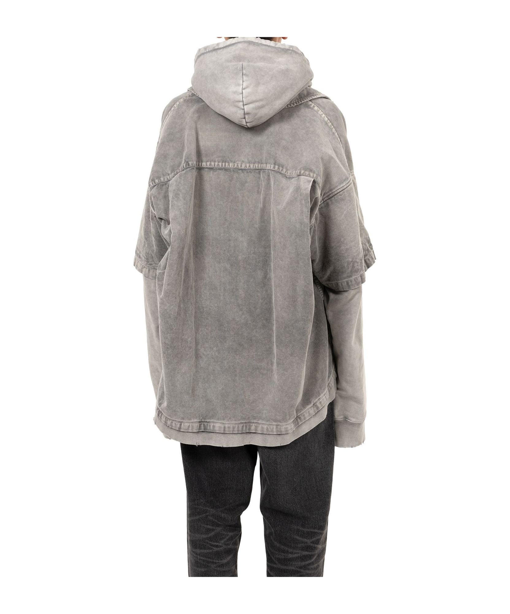 Miharayasuhiro Corduroy Hooded Layered Shirt In Gray