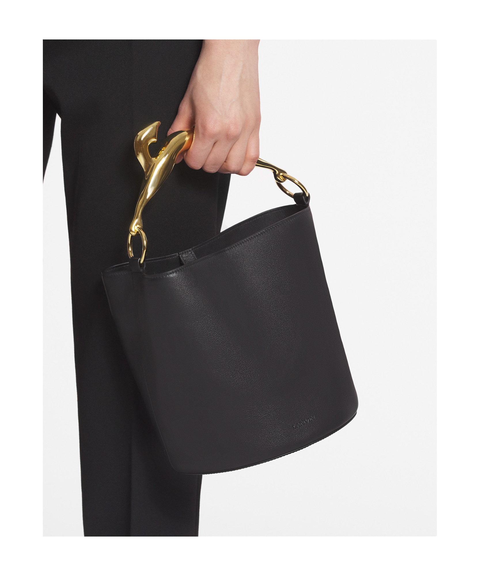 Shop Lanvin Pencil Cat Leather Bucket Bag