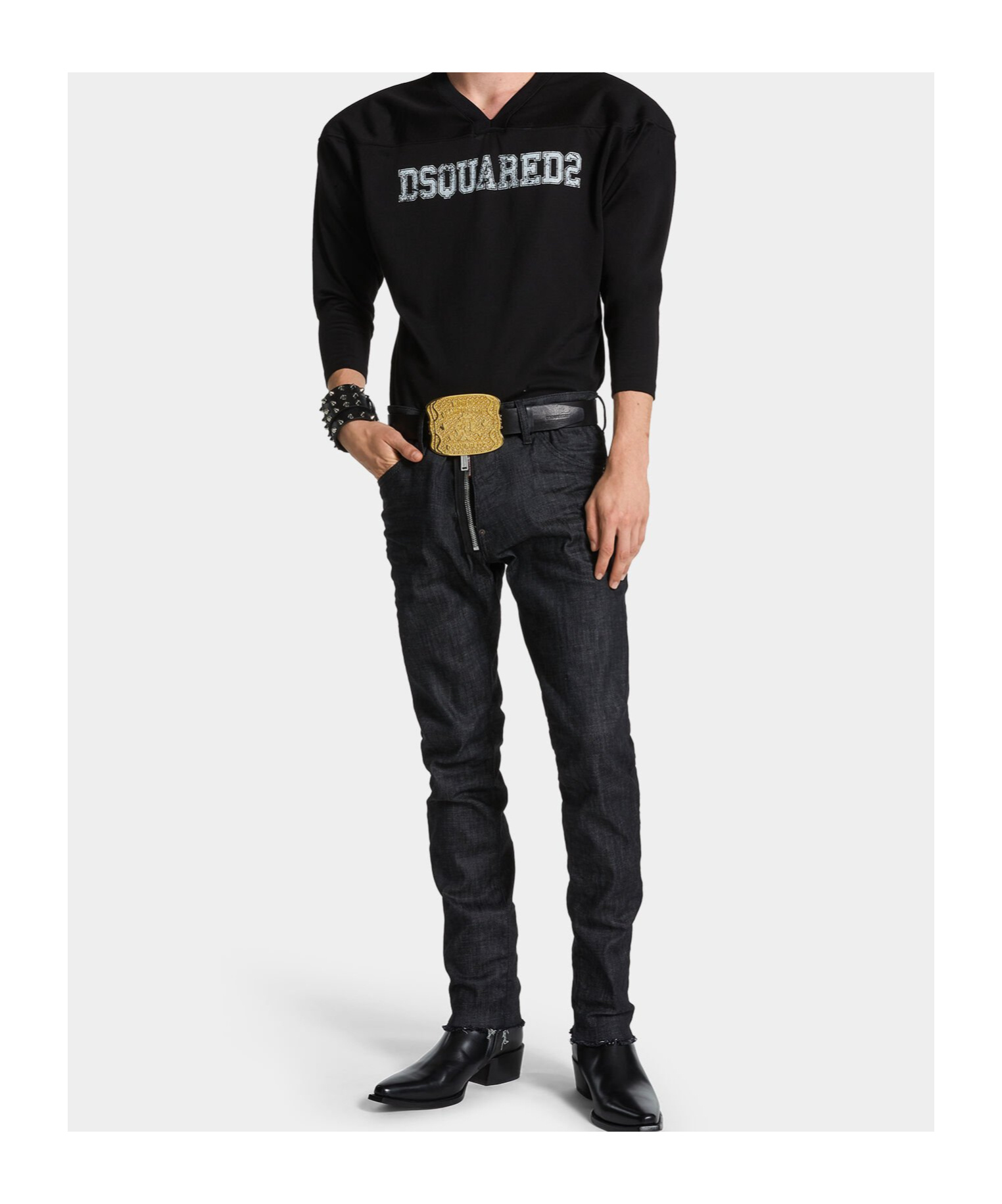 Dsquared2 Football Black T-shirt With Shoulder Pads And Lettering Logo Print On The Front In Cotton And Viscos In Black
