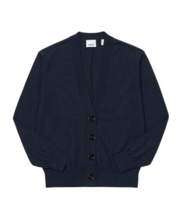 Burberry V-neck Long-sleeved Cardigan In Black