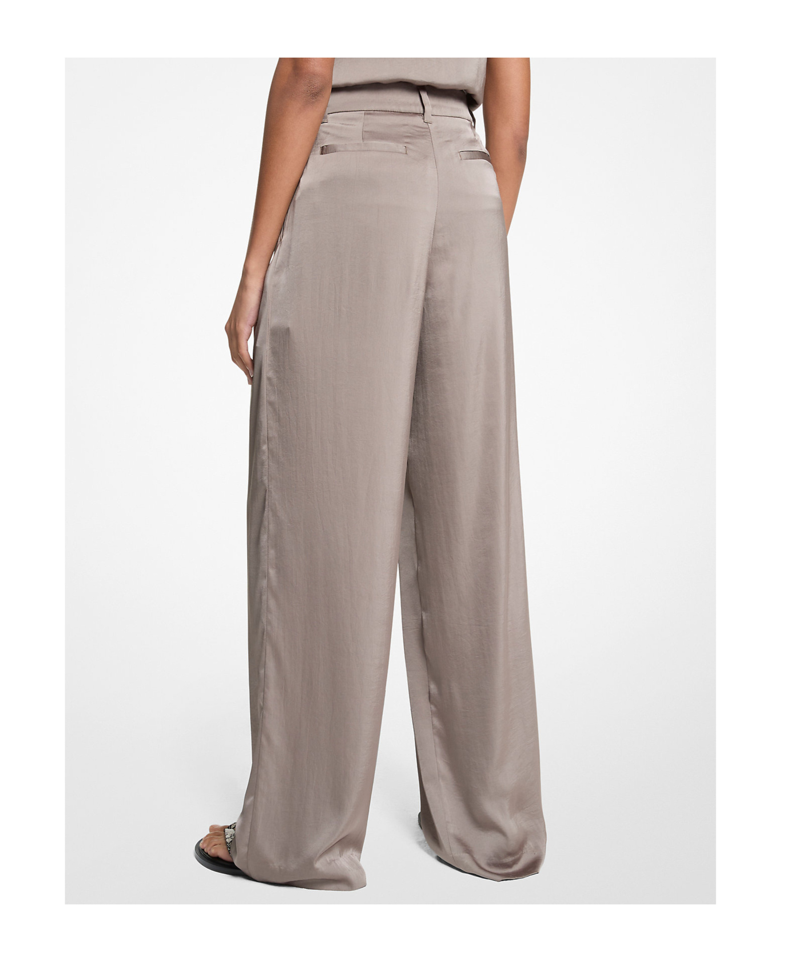 Michael Michael Kors Drapey Satin Wide Leg Pants In Brown