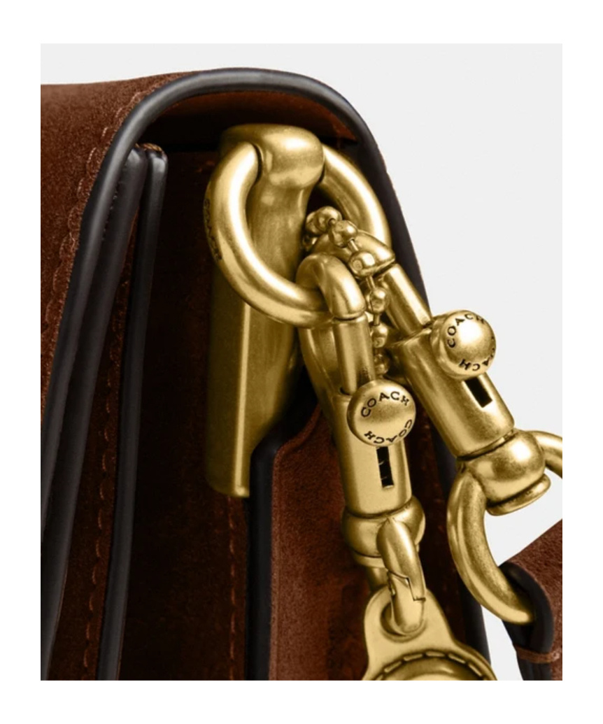 Coach Tabby Chain Suede Leather Shoulder Bag In Brown