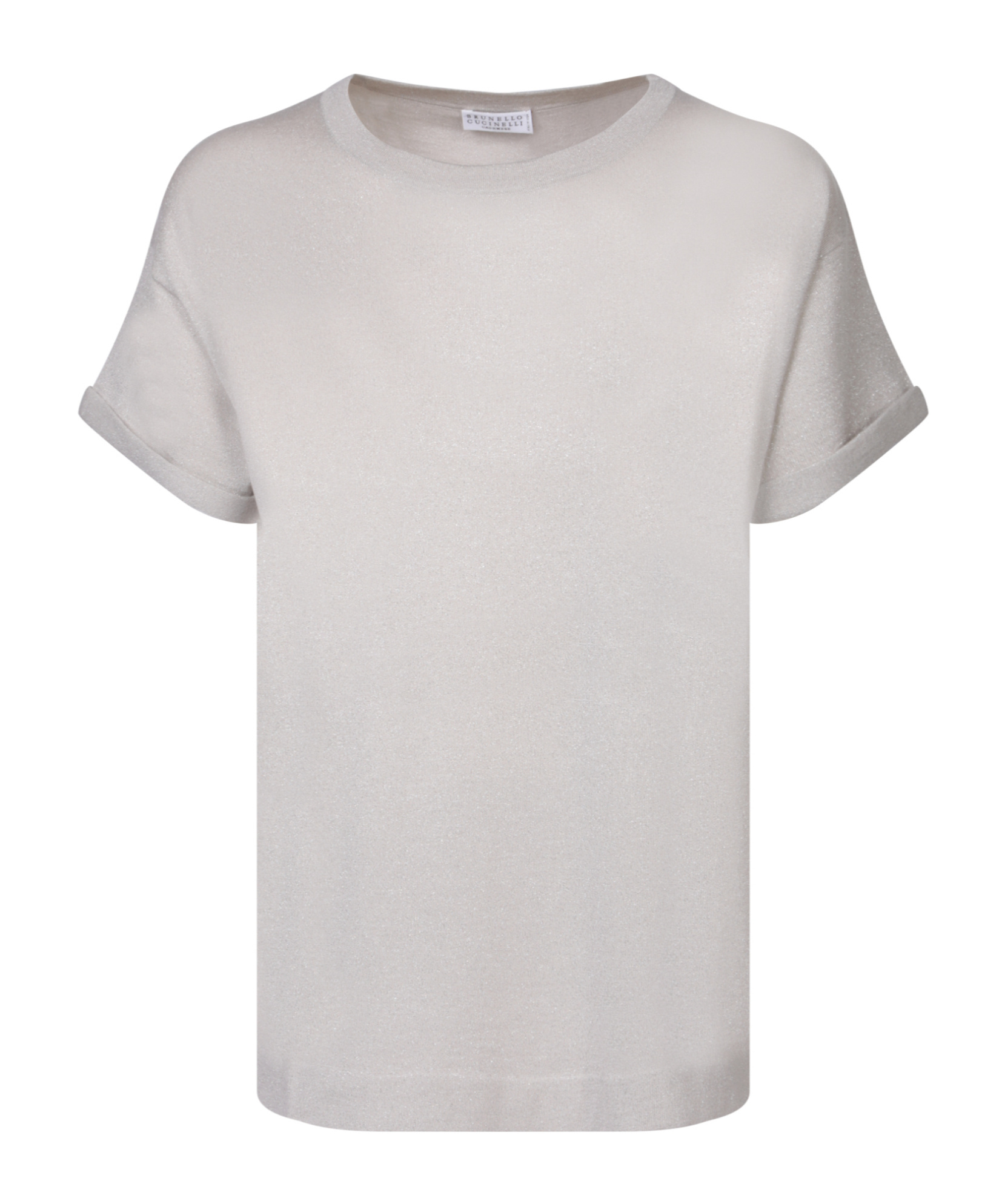 Brunello Cucinelli Silk Lurex Mother-of-pearl T-shirt In White