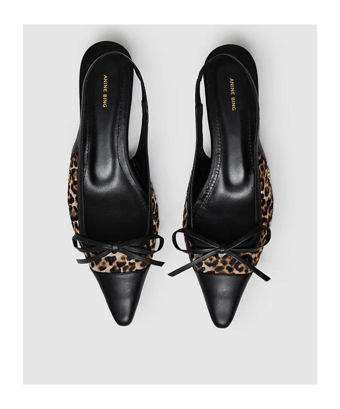 Anine Bing Zoey Slingback Heels Leopard In Black