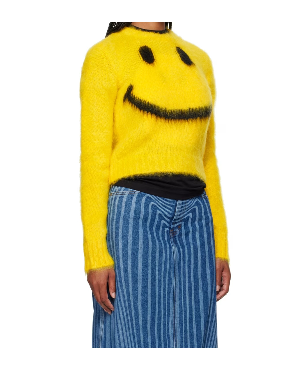 Moschino Mohair Blend Knit Crewneck Sweater In Yellow