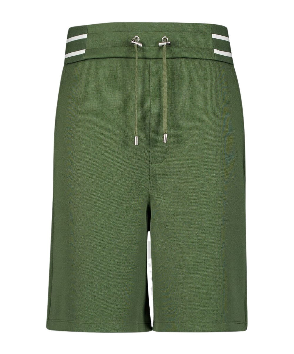 Balmain Logo-print Drawstring Shorts In Green