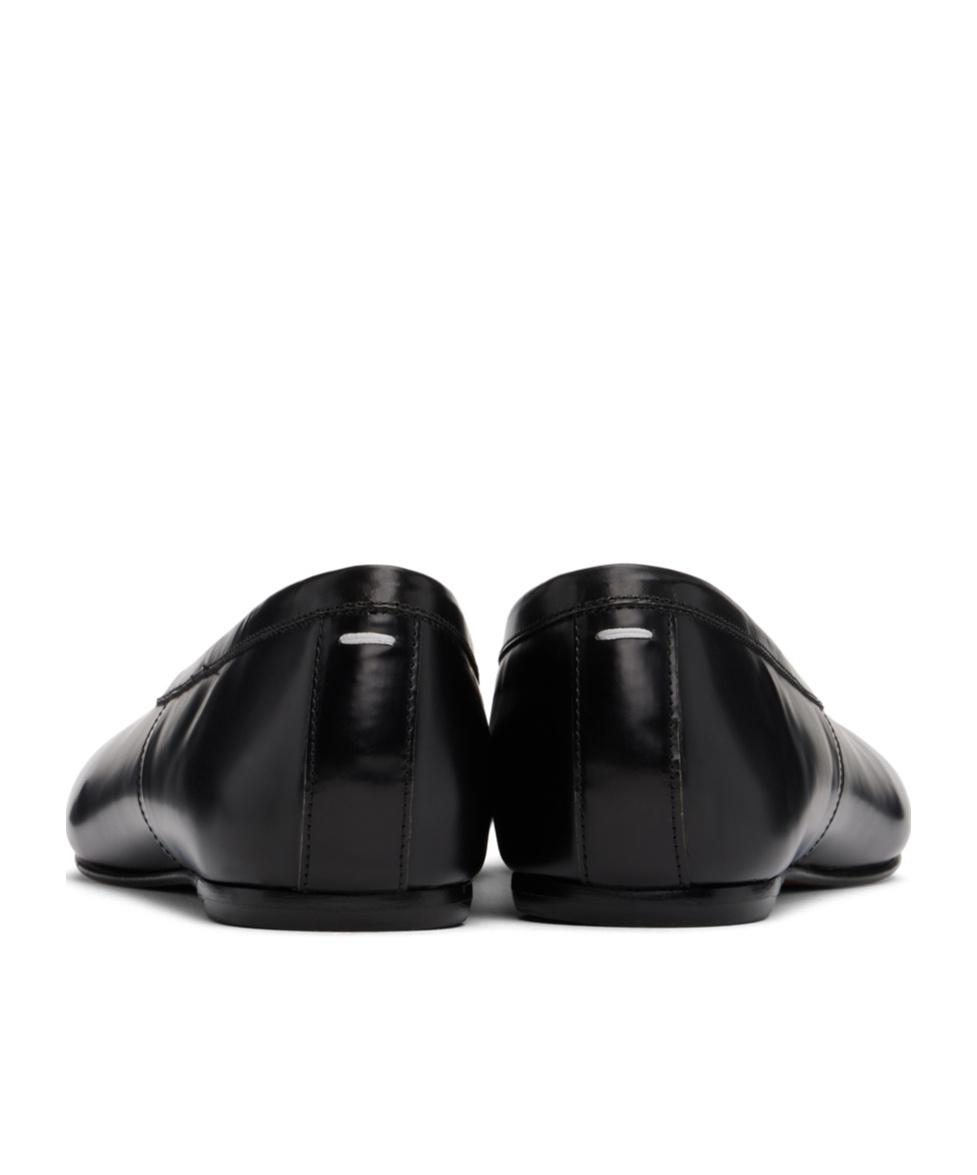 Maison Margiela Tabi Leather Ballerina Shoes In Black
