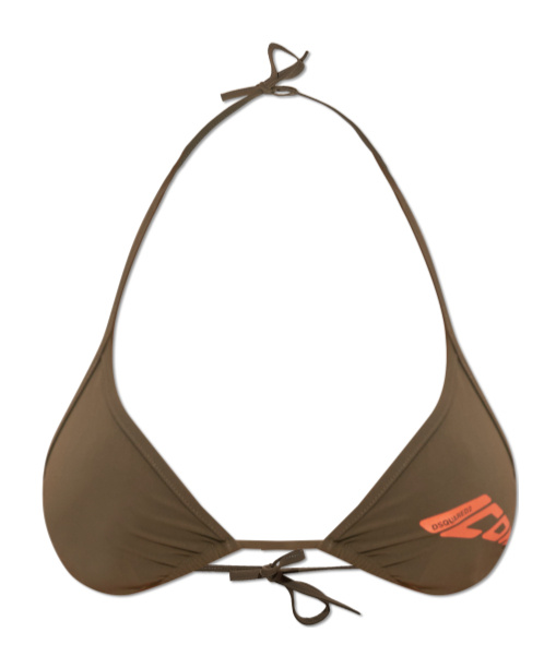 Dsquared2 Logo-print Triangle Bikini Bra In Brown