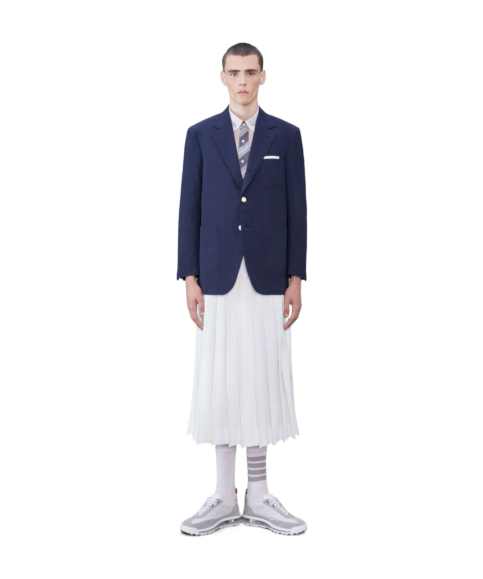 Shop Thom Browne Striped Seersucker Blazer In Black