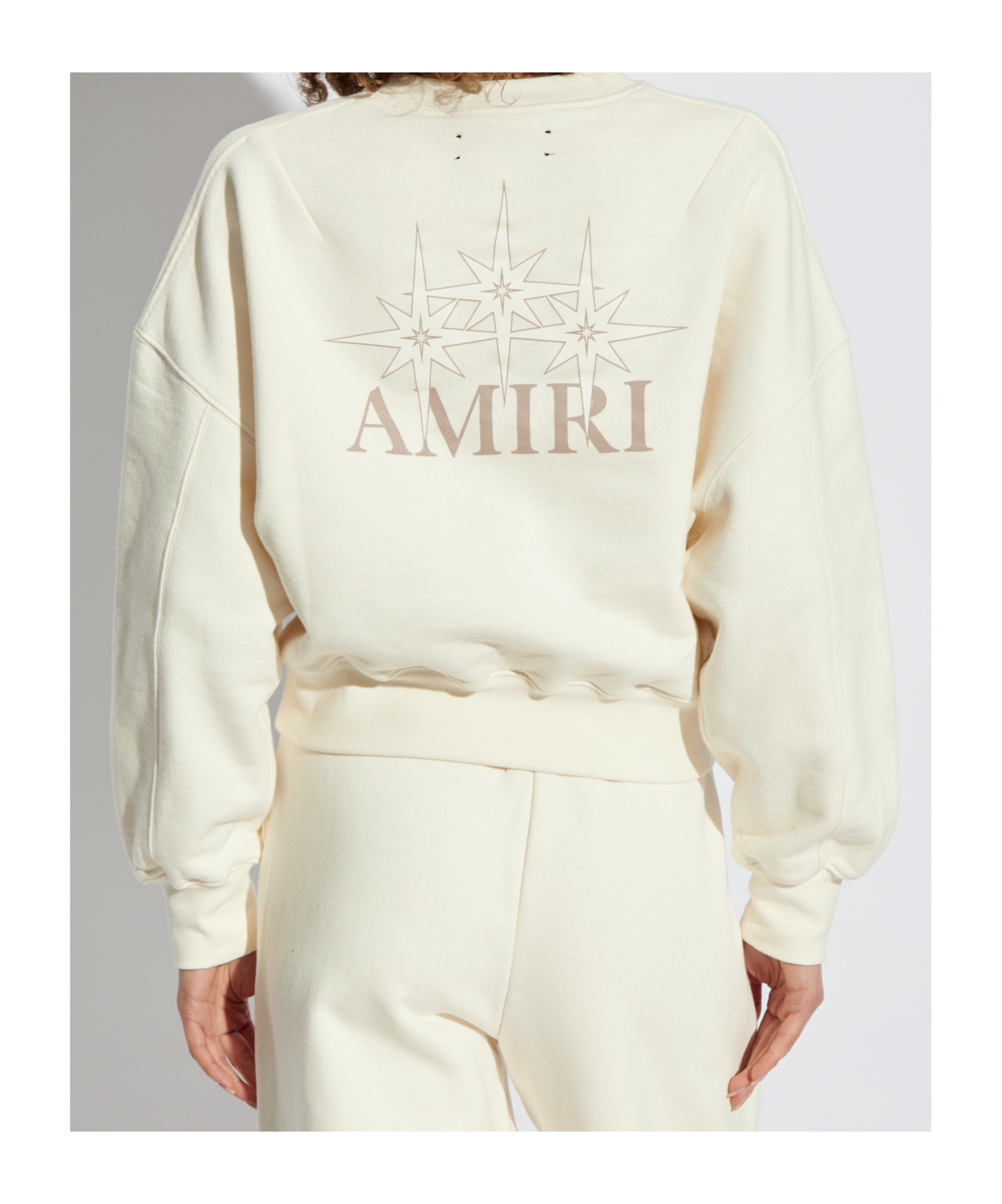 Amiri Starburst Crop Crewneck Sweatshirt In White