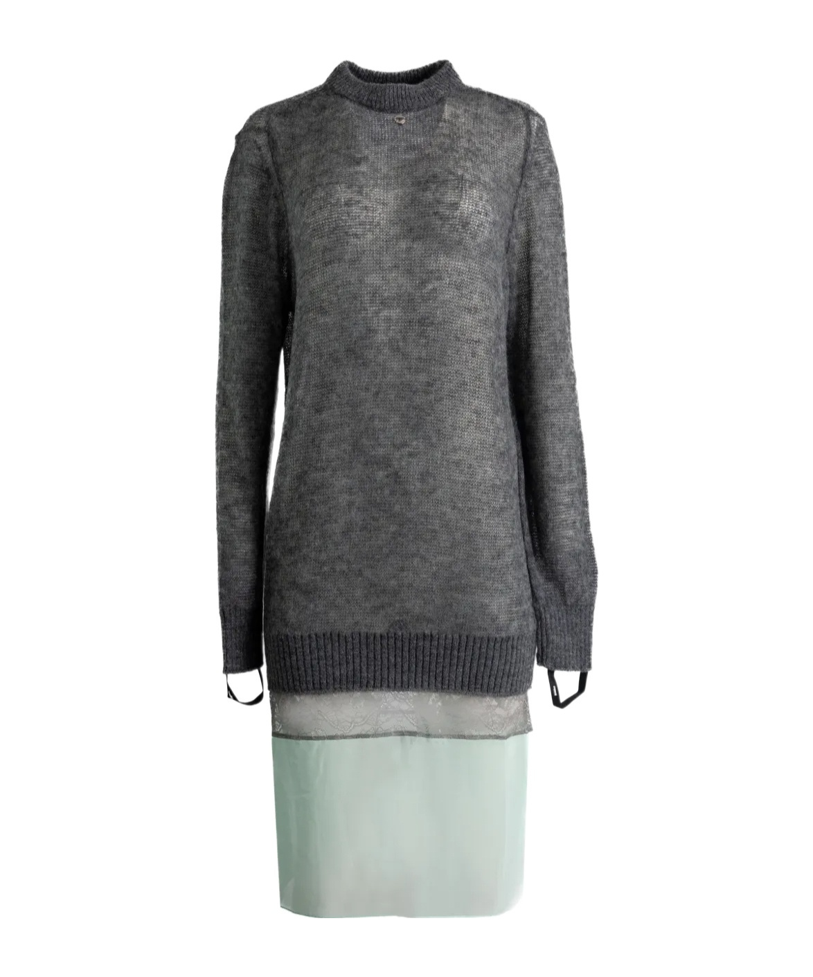 Coperni Ribbed Midi Dress In Gray