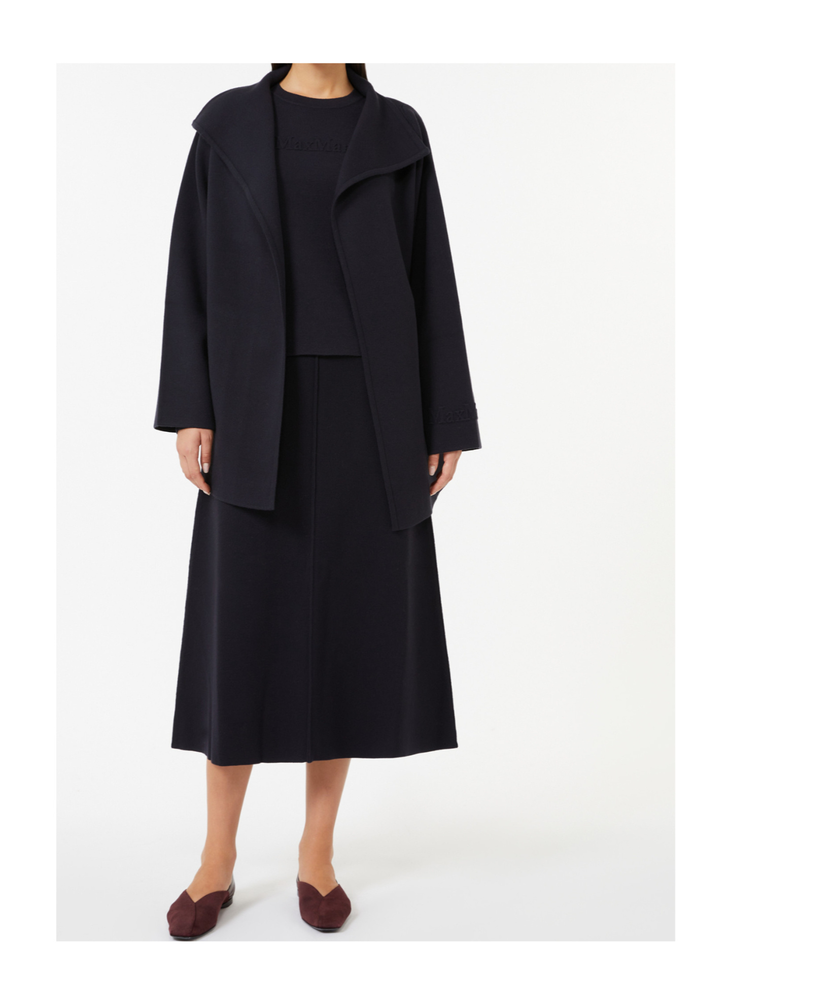 Max Mara Belted Wool Coat In Blue