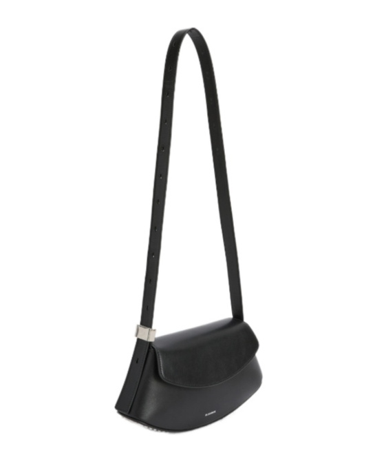 Jil Sander Small Eldorado Leather Shoulder Bag In Black