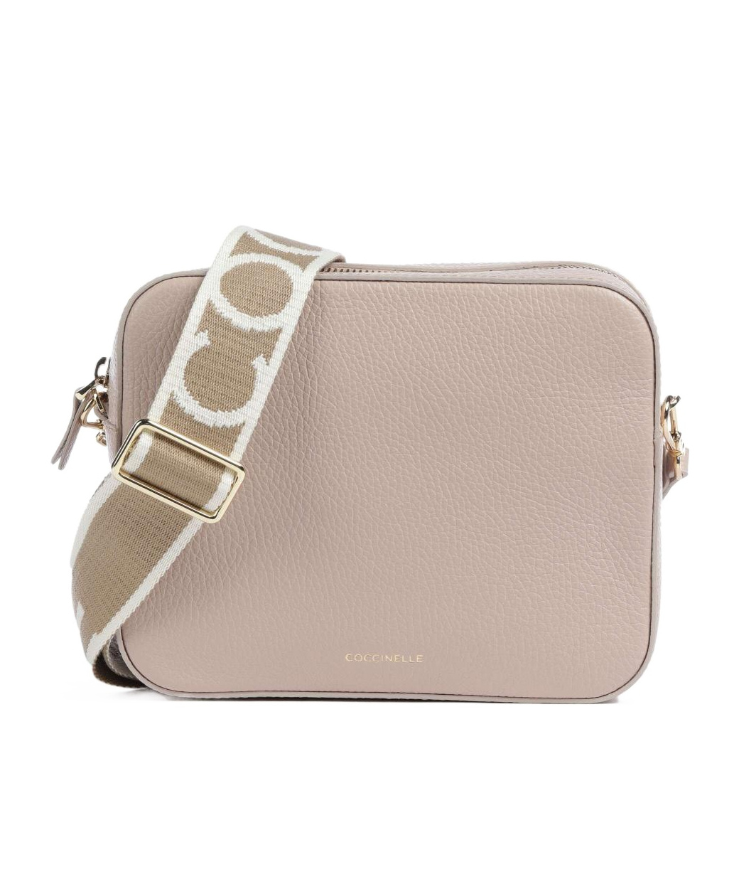 Shop Coccinelle Small Tebe Crossbody Bag In Nude
