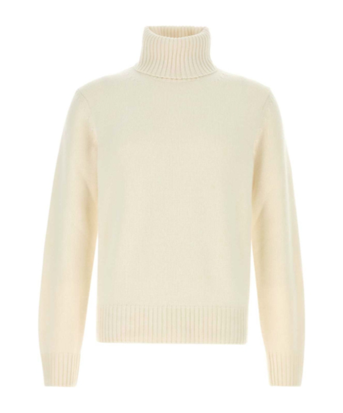 Tom Ford Cashmere Turtleneck Sweater With Ribbed Cuffs And Hem In Neutral