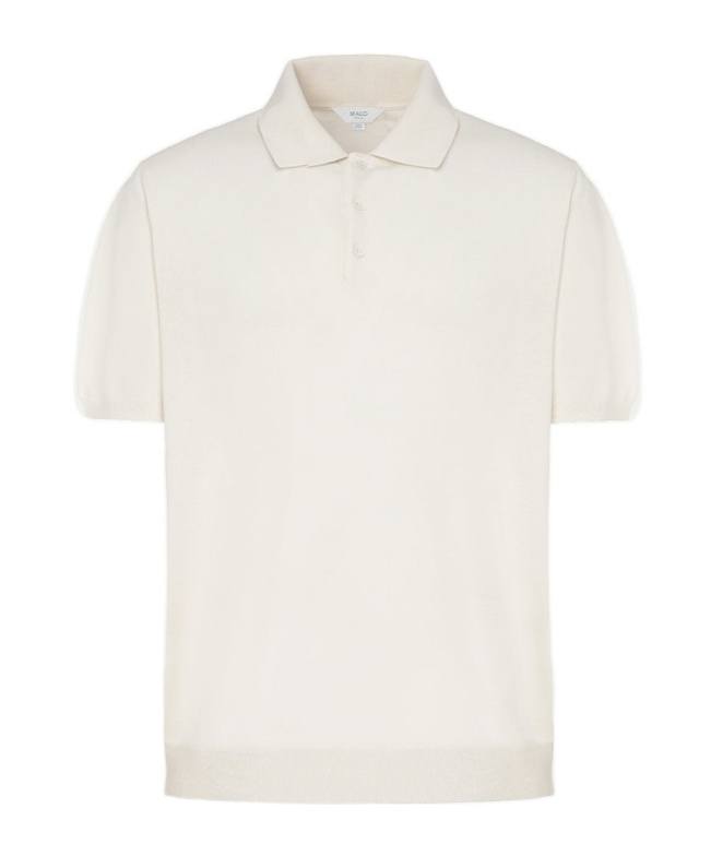 Malo Three-button Knit Polo Shirt In White
