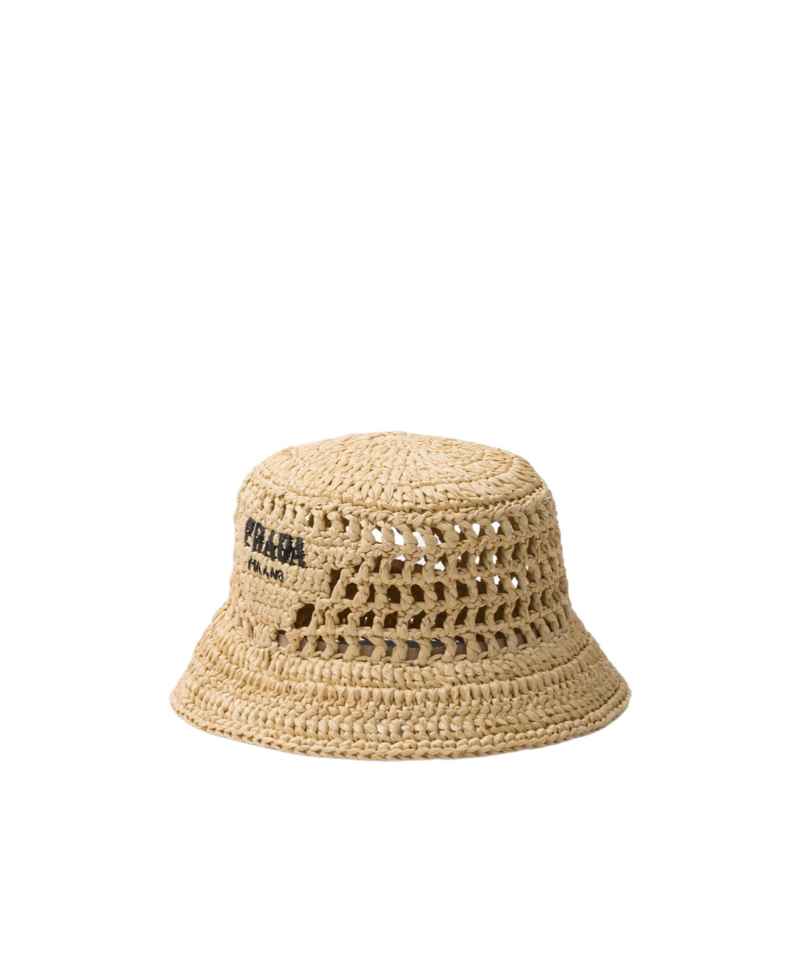 Prada Womens Neutral Embroidered Lettered-logo Crochet Bucket Hat In Nude