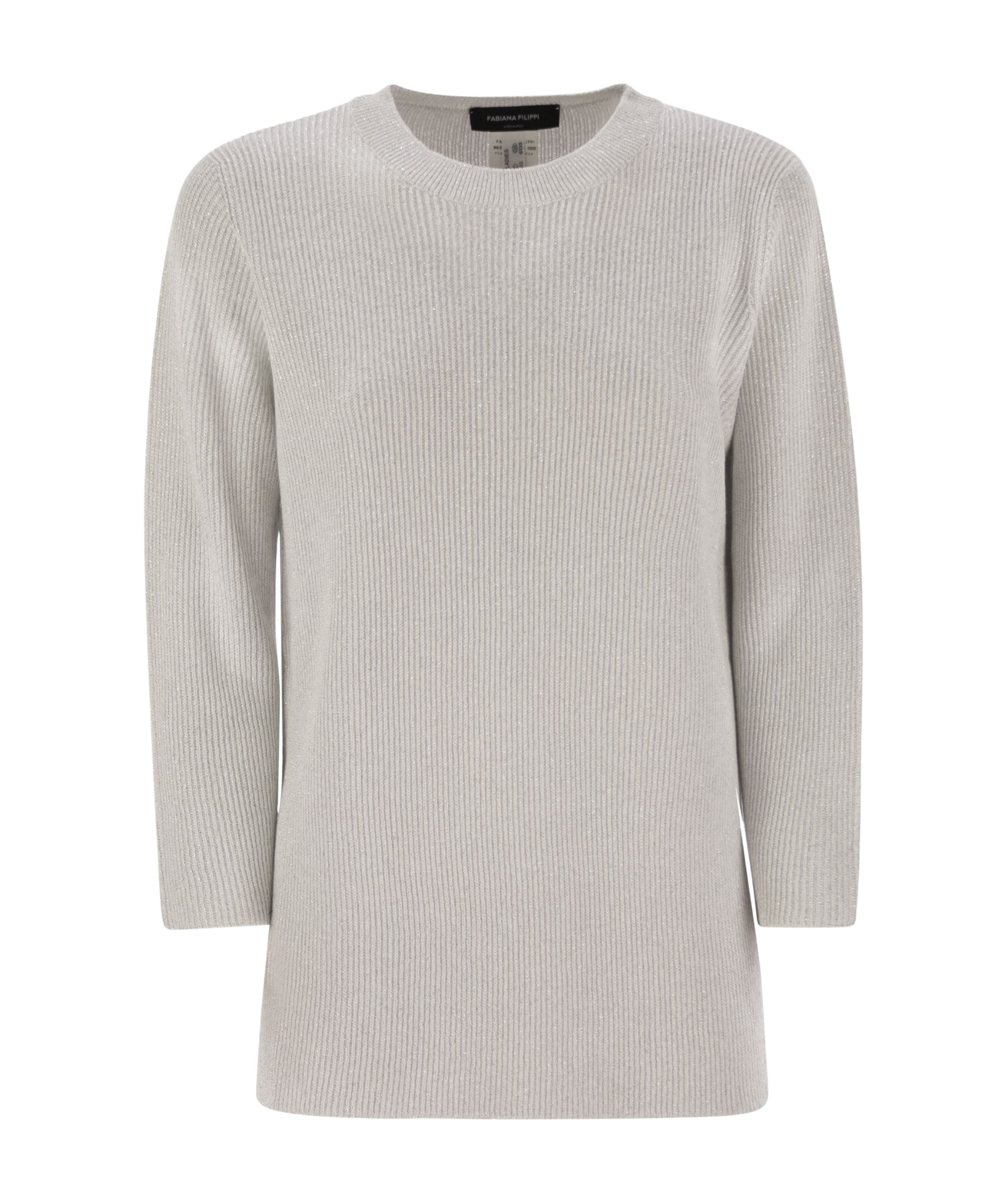 Fabiana Filippi Crew-neck Sweater With Lurex In Gray