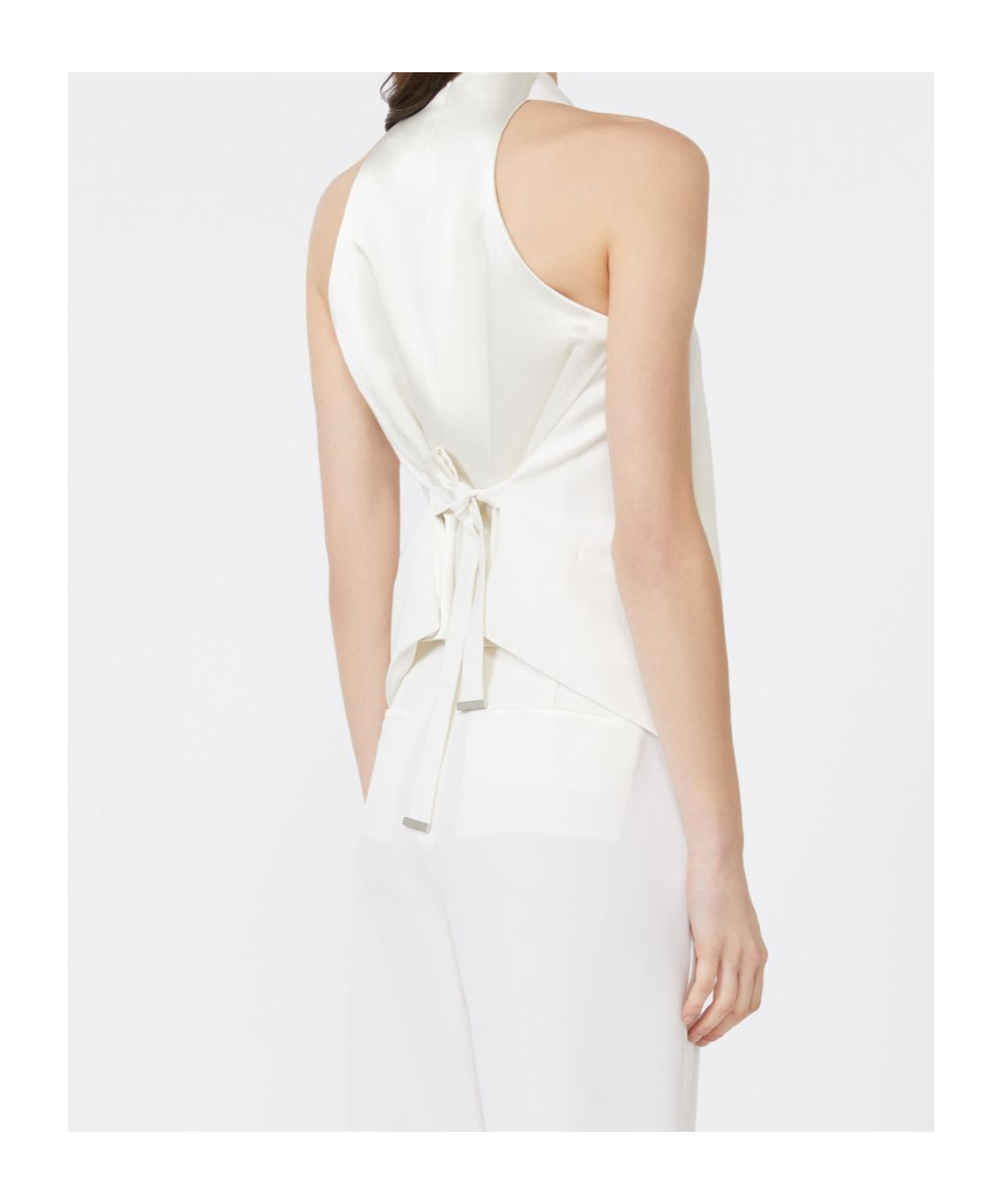 Max Mara Wool Gabardine And Satin Vest In Neutral