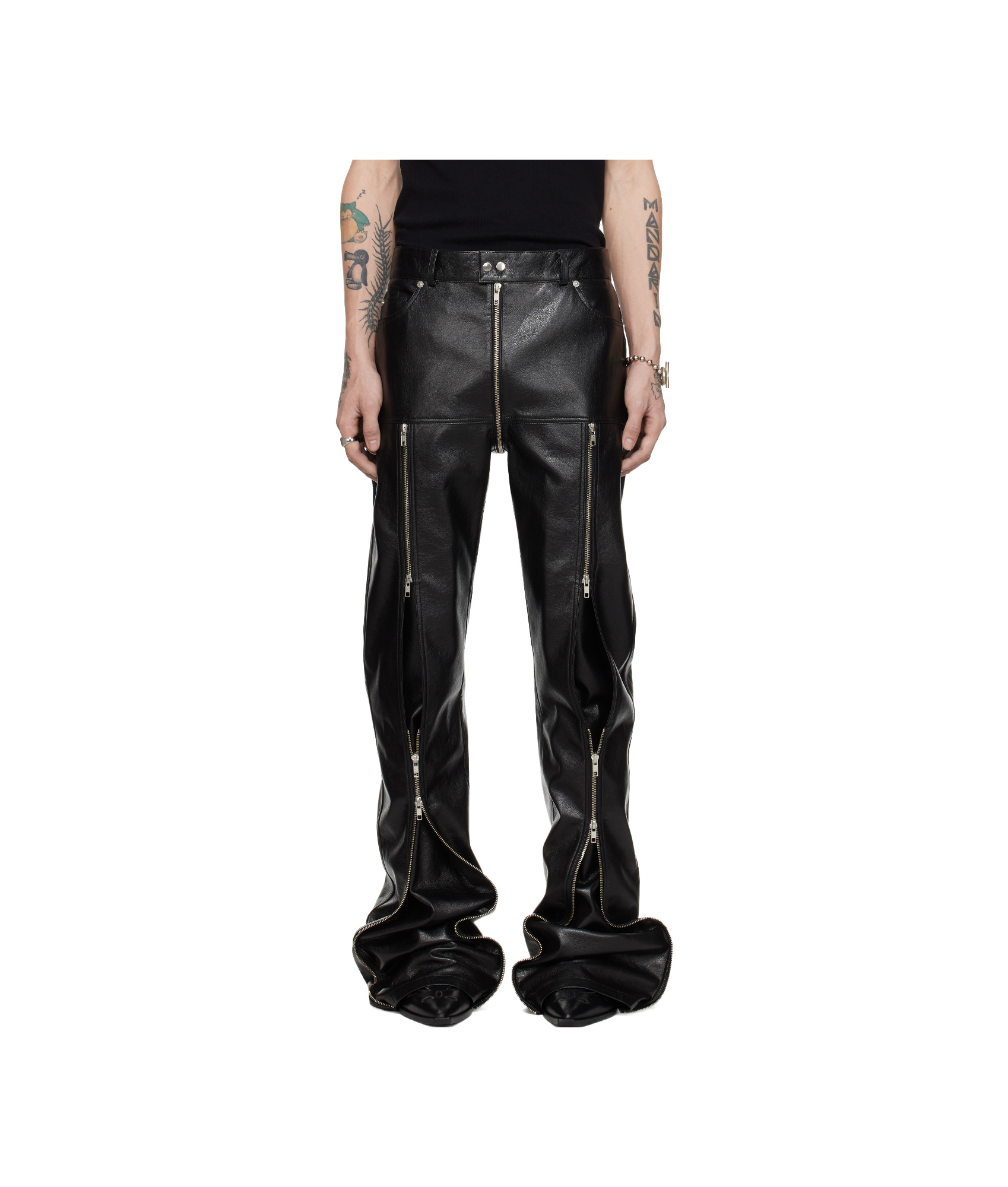 Lu'u Dan Belt And Loop Leather Pants In Black