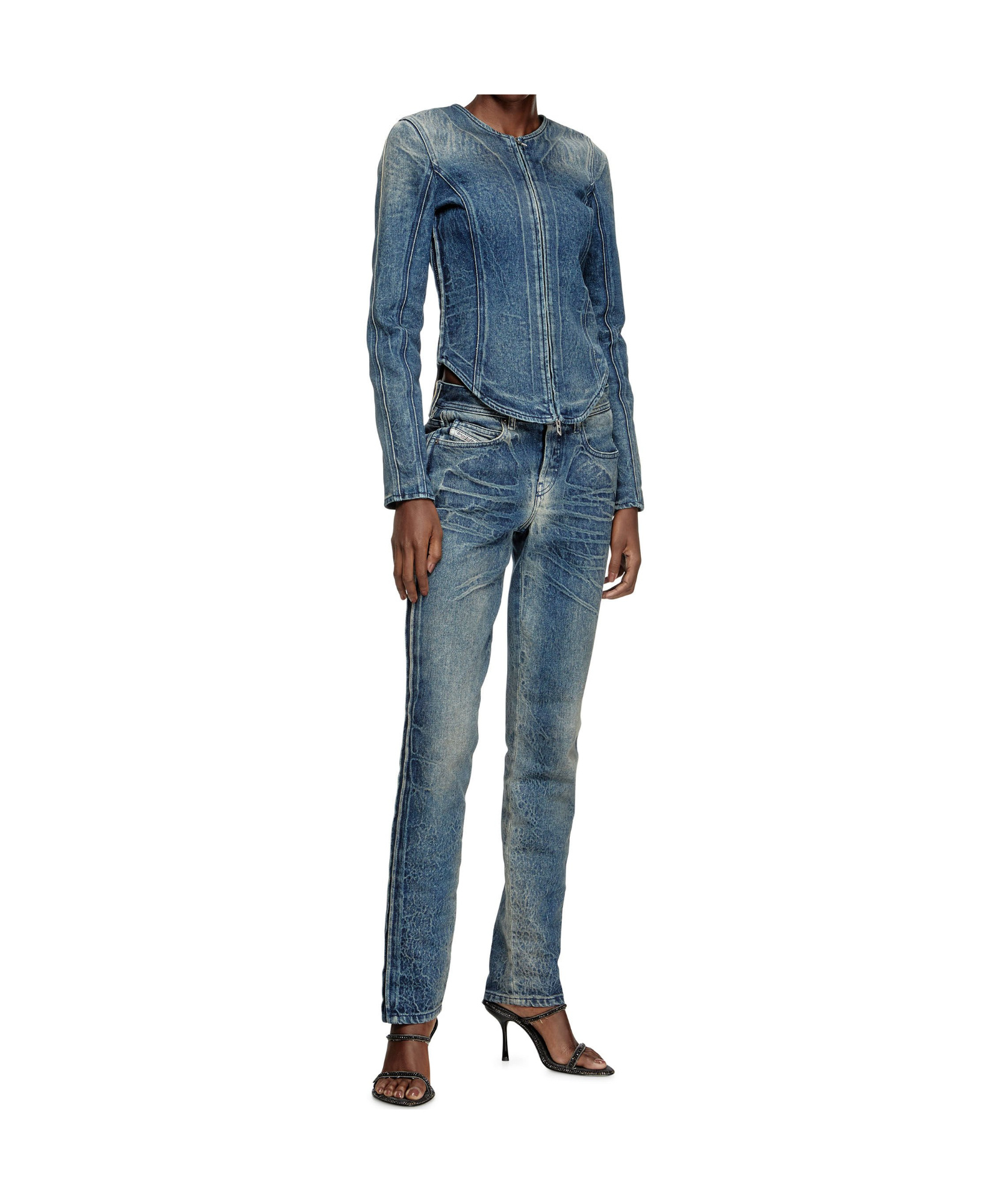 Diesel Jacket In Ghost Embossed Denim In Blue