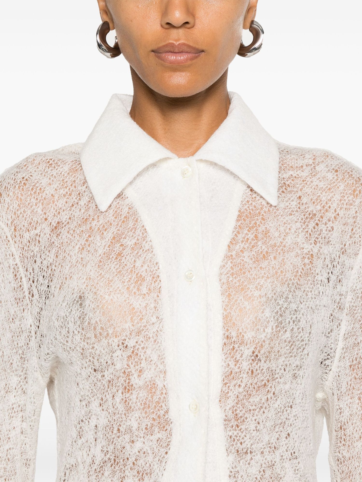 Séfr Thelma Open Knit Wool Shirt In White