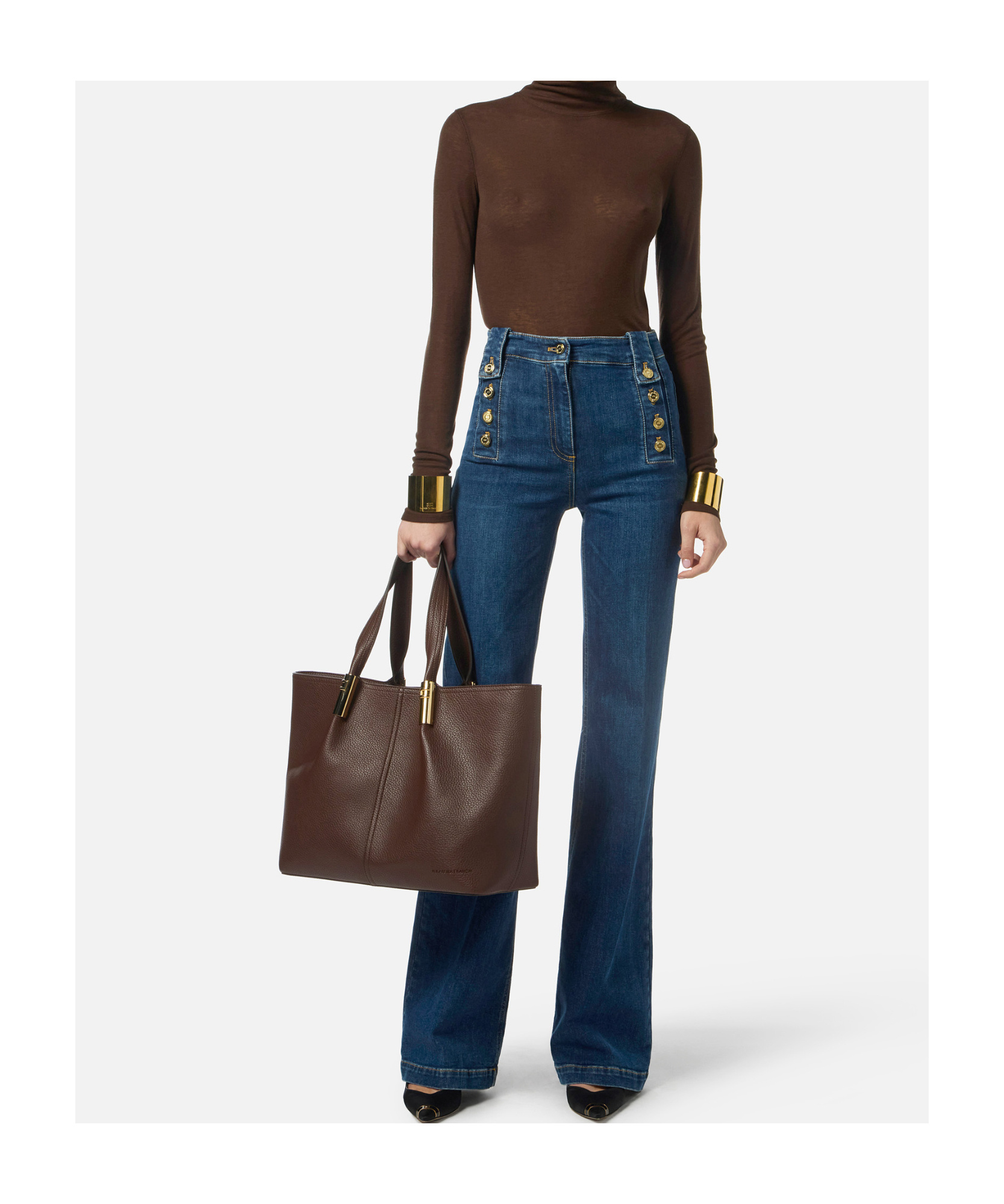 Elisabetta Franchi Button-detailed Jeans In Blue