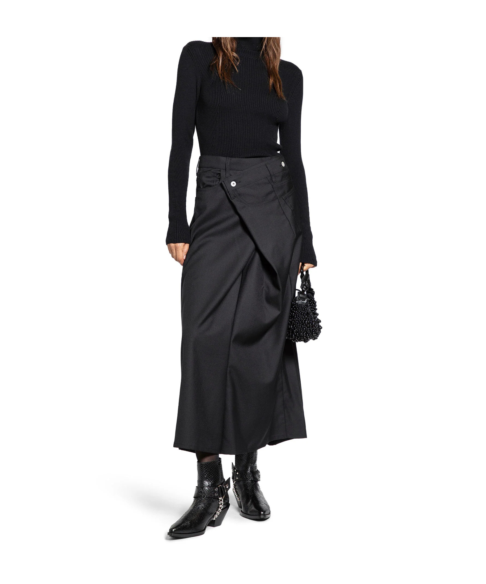 Junya Watanabe Asymmetric Patch Pocket Skirt In Black