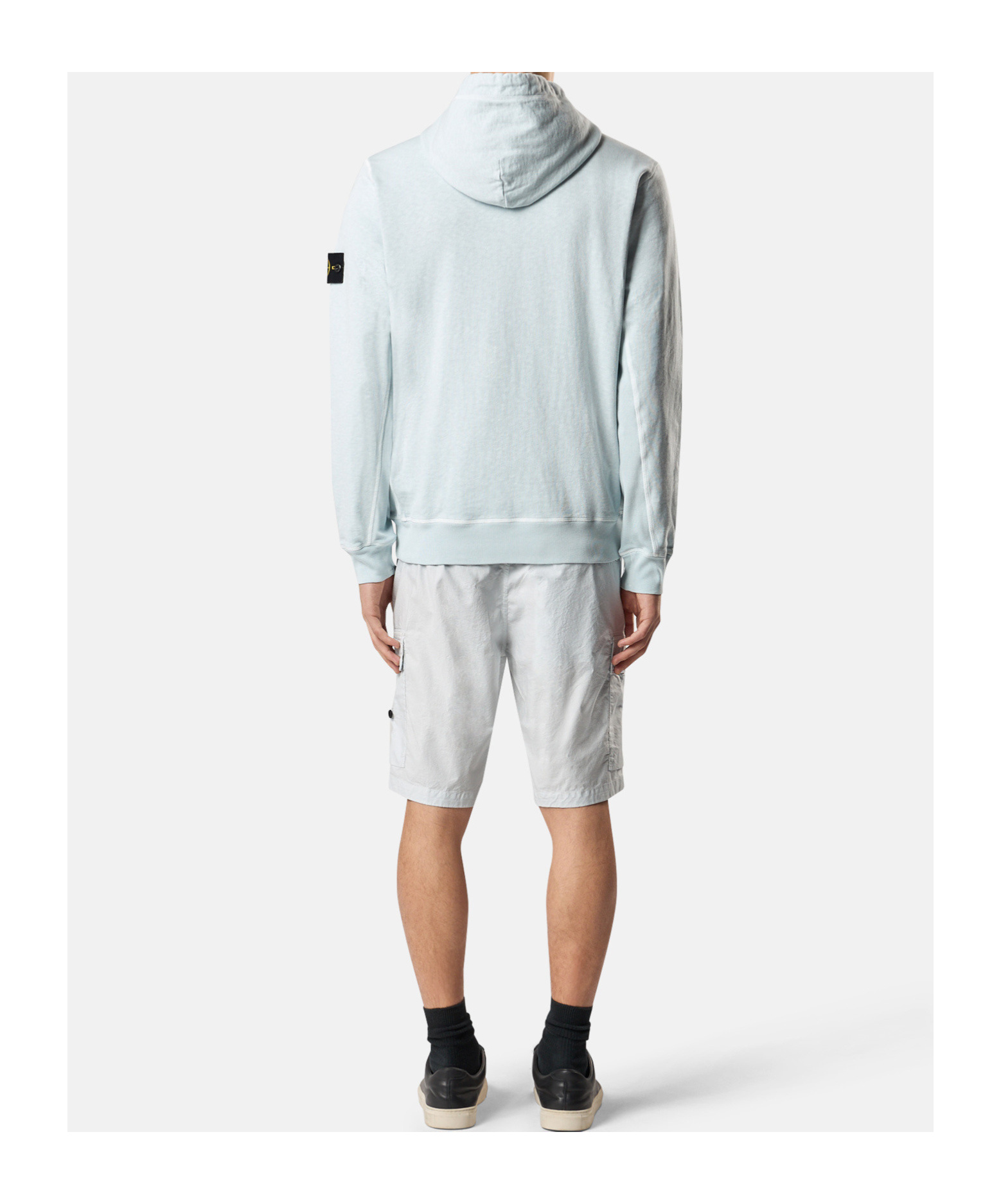 Stone Island Hooded Sweatshirt With Slub Effect In Sky Color