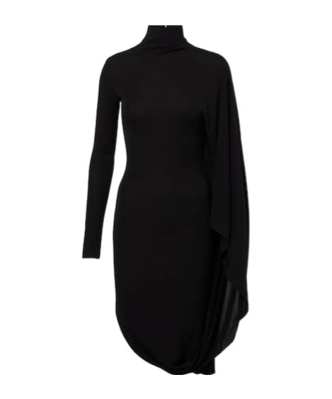STELLA MCCARTNEY DRAPED HIGH-NECK MIDI DRESS