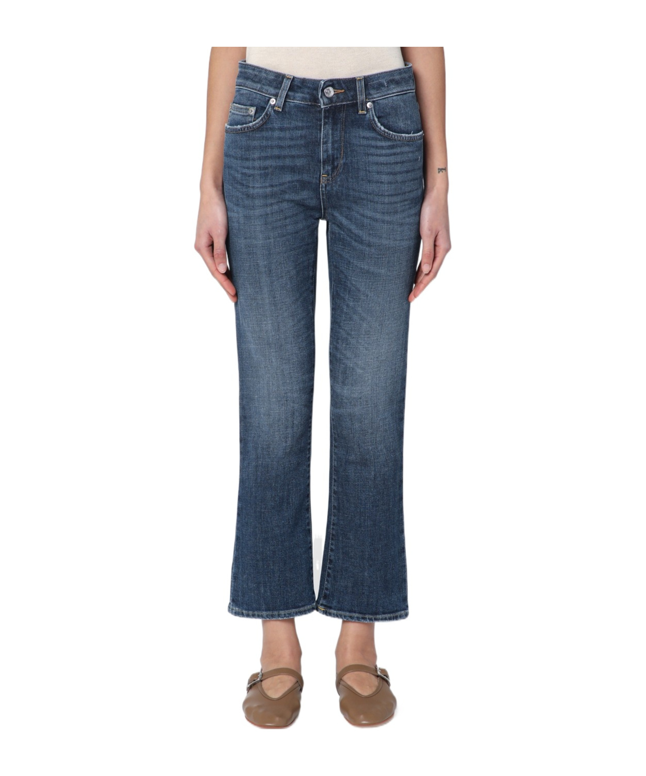 Department Five Department 5 Washed Blue Clar Bootcut Jeans In Blue
