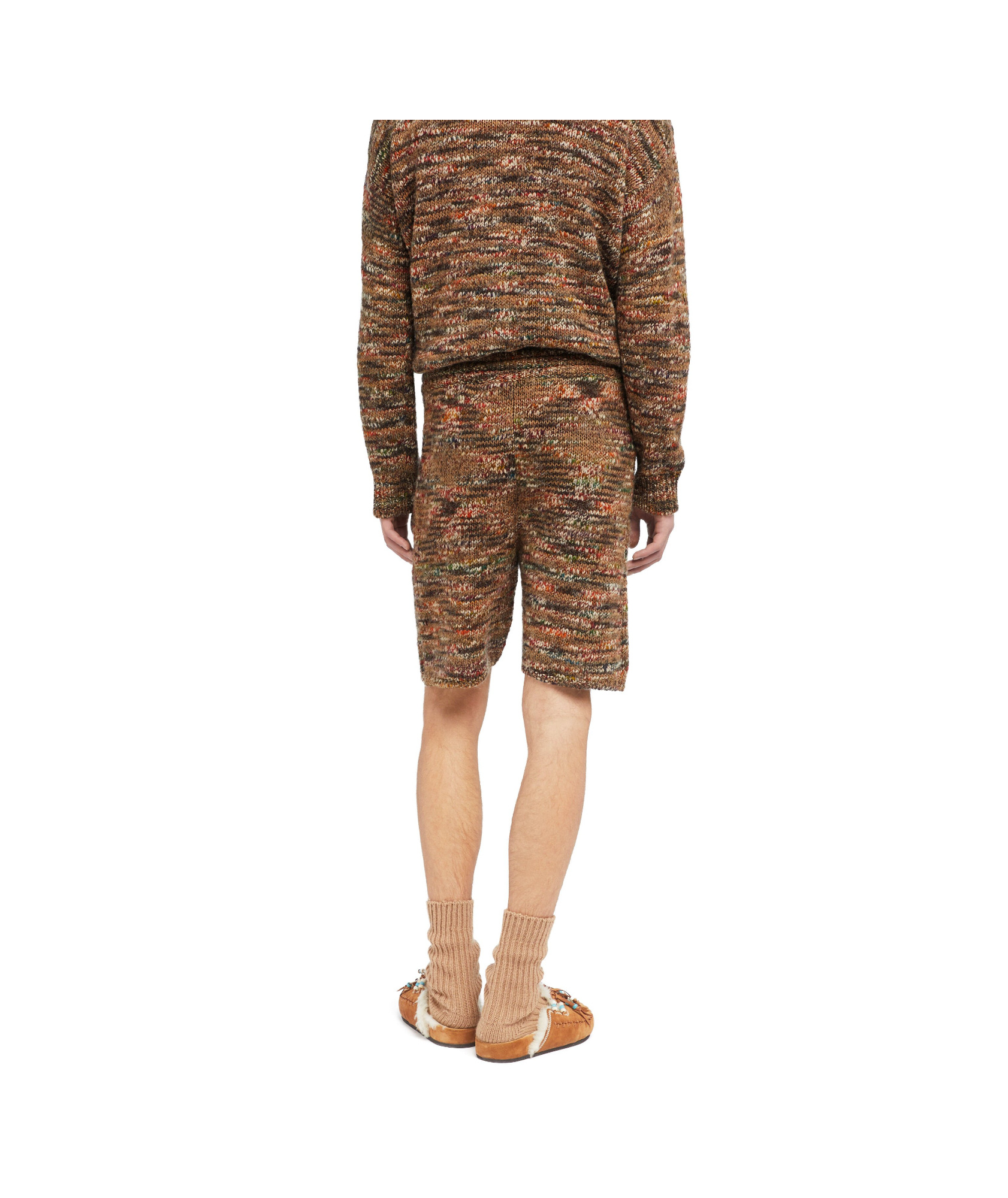 Alanui Multicolor Wool Blend Grunge Beat Bermuda Shorts In Brown