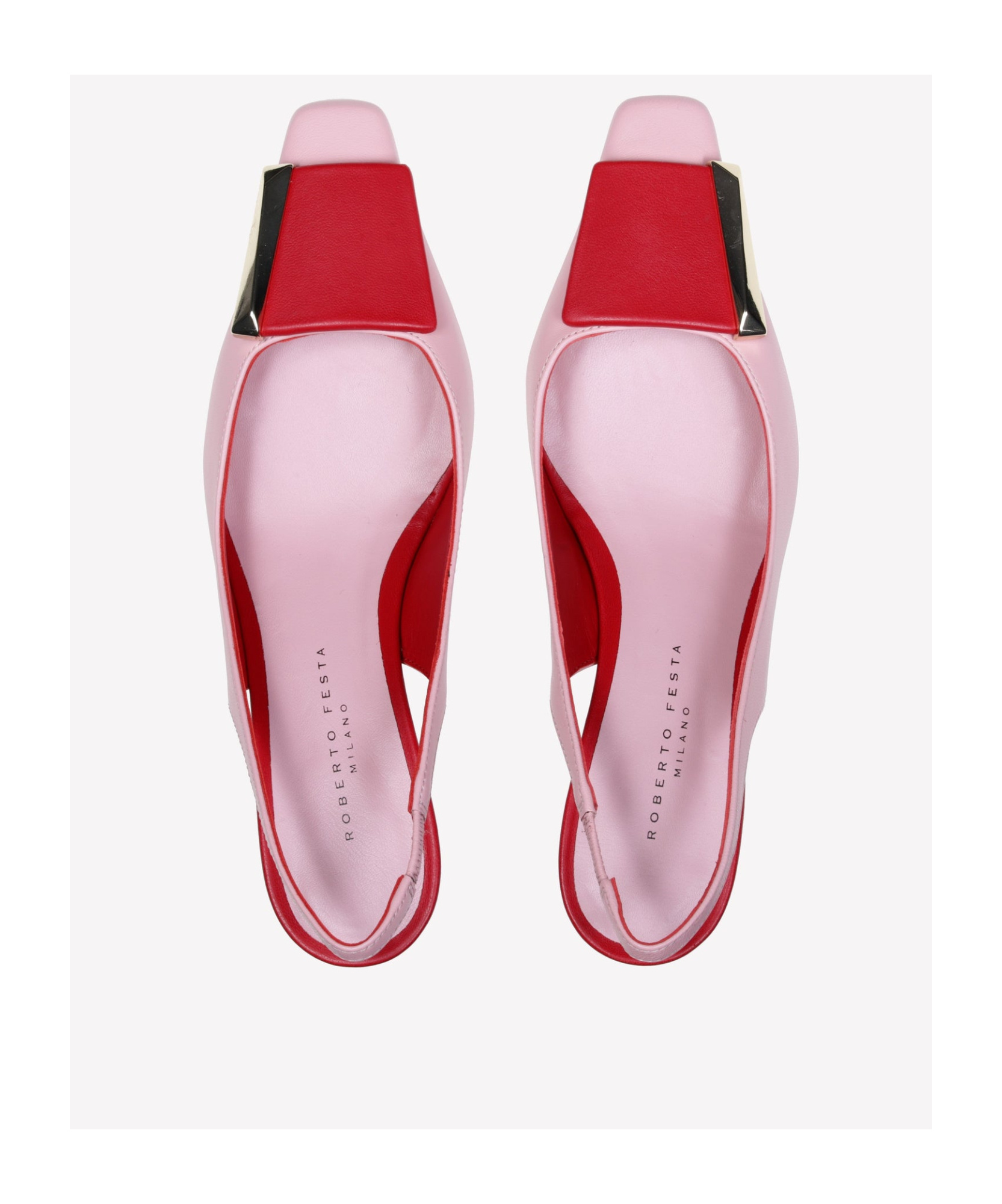 Shop Roberto Festa Two-tone Pink Nappa Leather Slingback