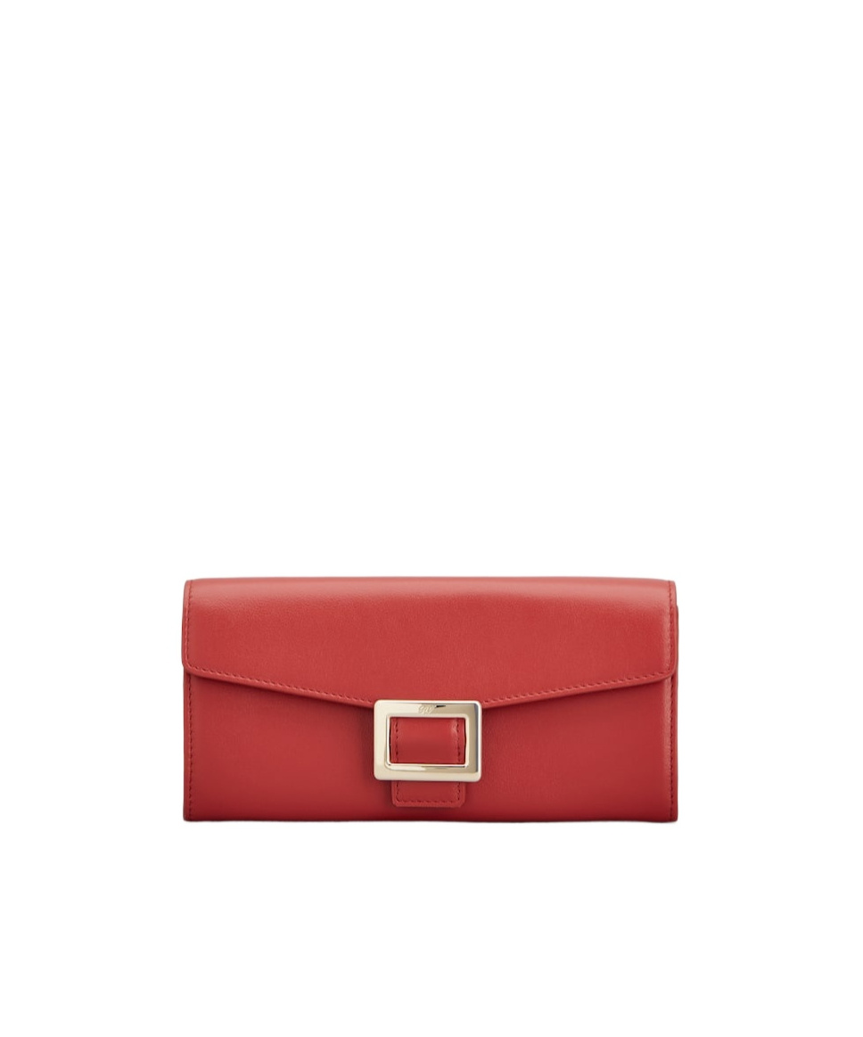 Roger Vivier Belle Vivier Leather Wallet In Red