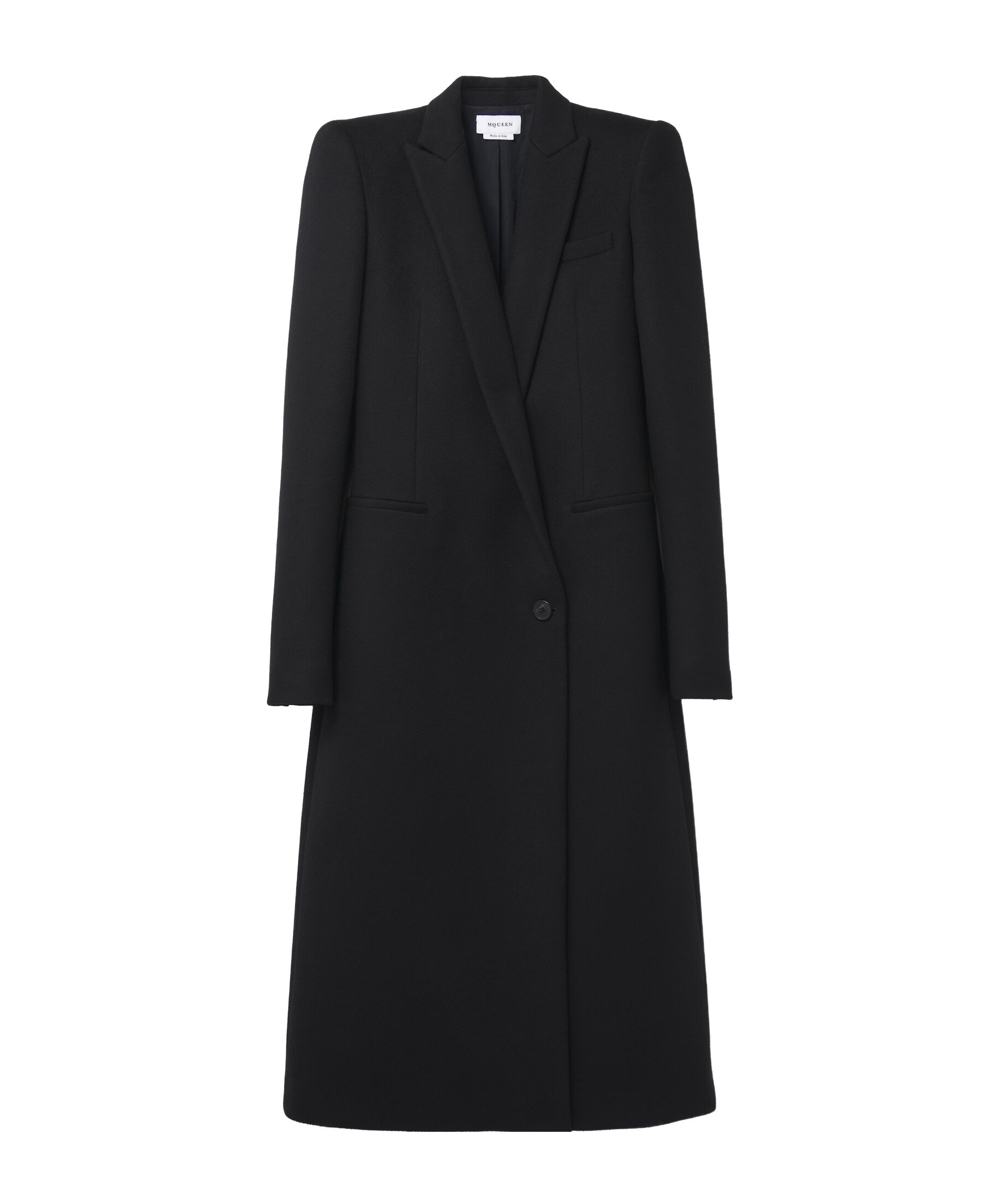 Alexander Mcqueen Stacked Shoulder Single-breasted Coat In Black
