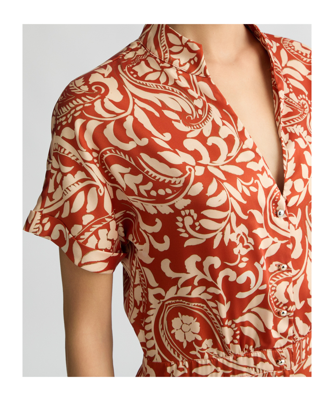 Liu •jo Printed Twill Jumpsuit In Terracotta