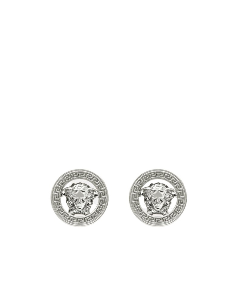 Versace Medusa Head Earrings In Gray