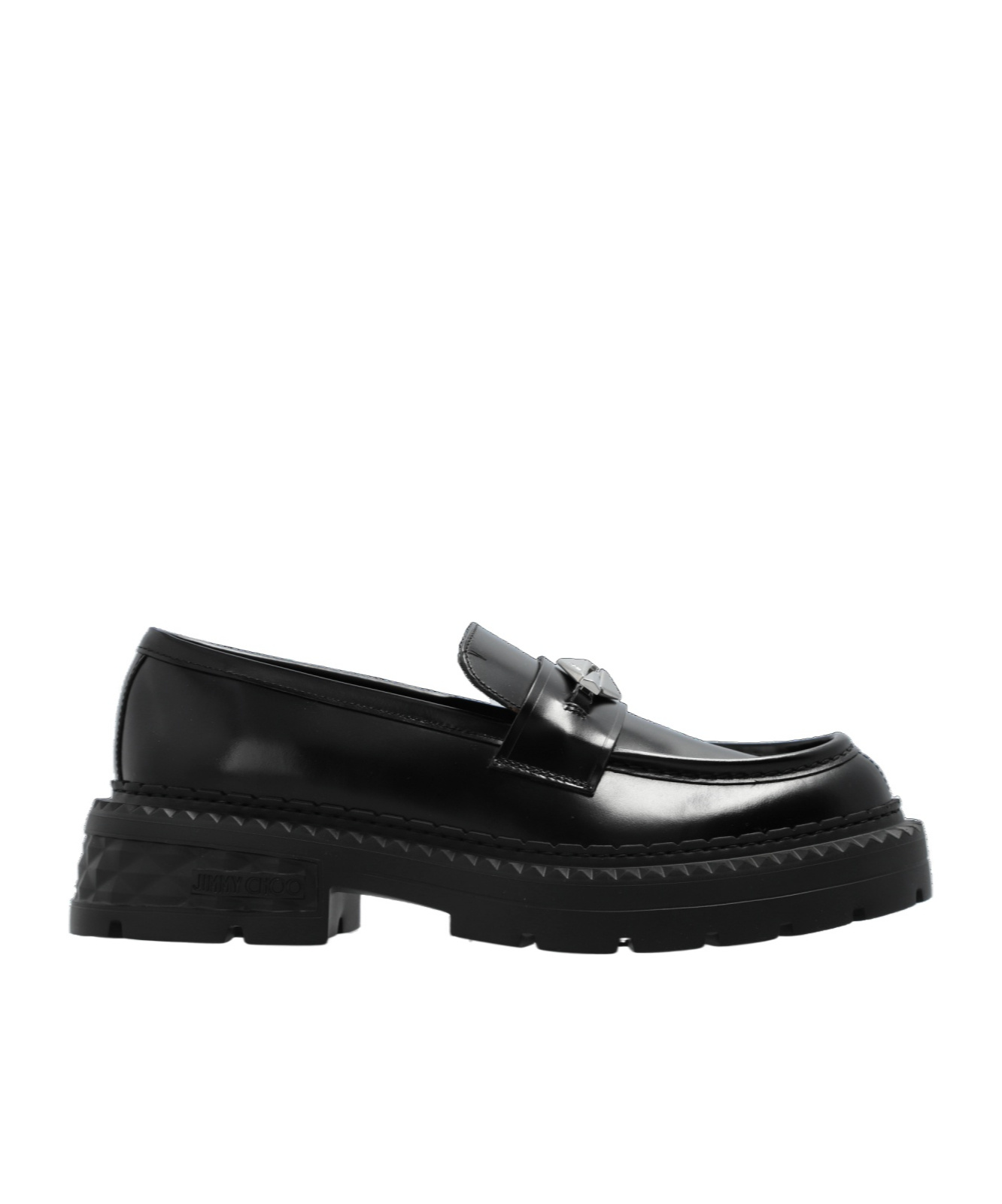 Shop Jimmy Choo Marlow Diamond Leather Loafers In Black