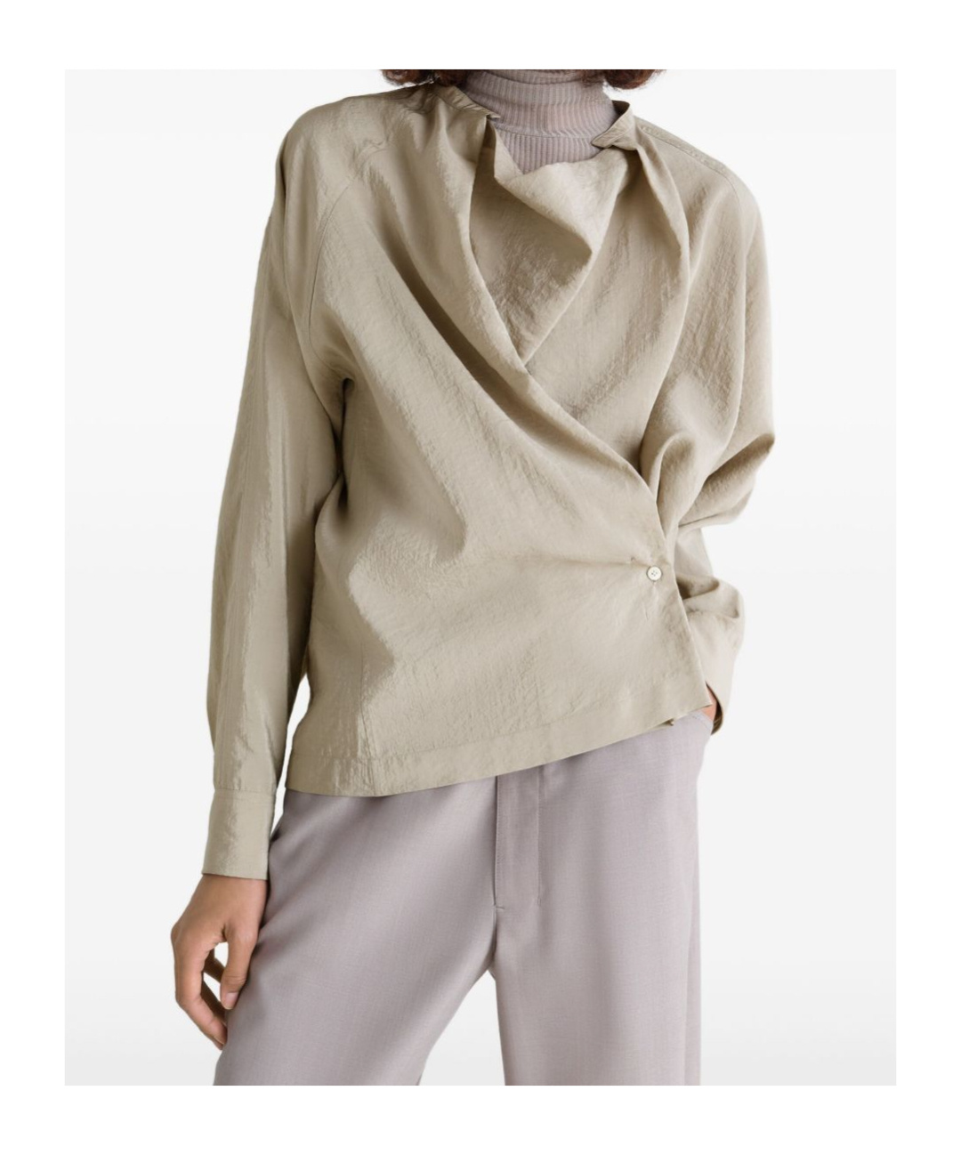 Lemaire Twisted Draped Blouse In Neutral