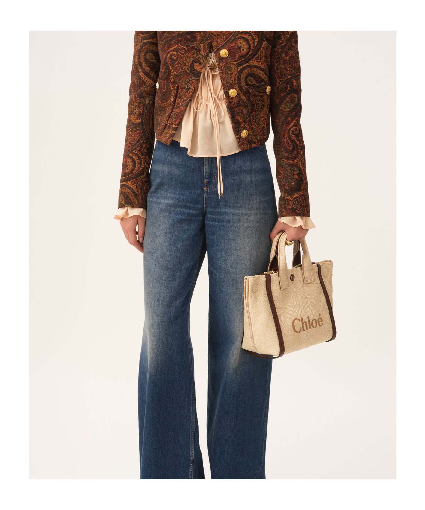 Chloé Carry Tote Bag In Raffia-effect Fibers