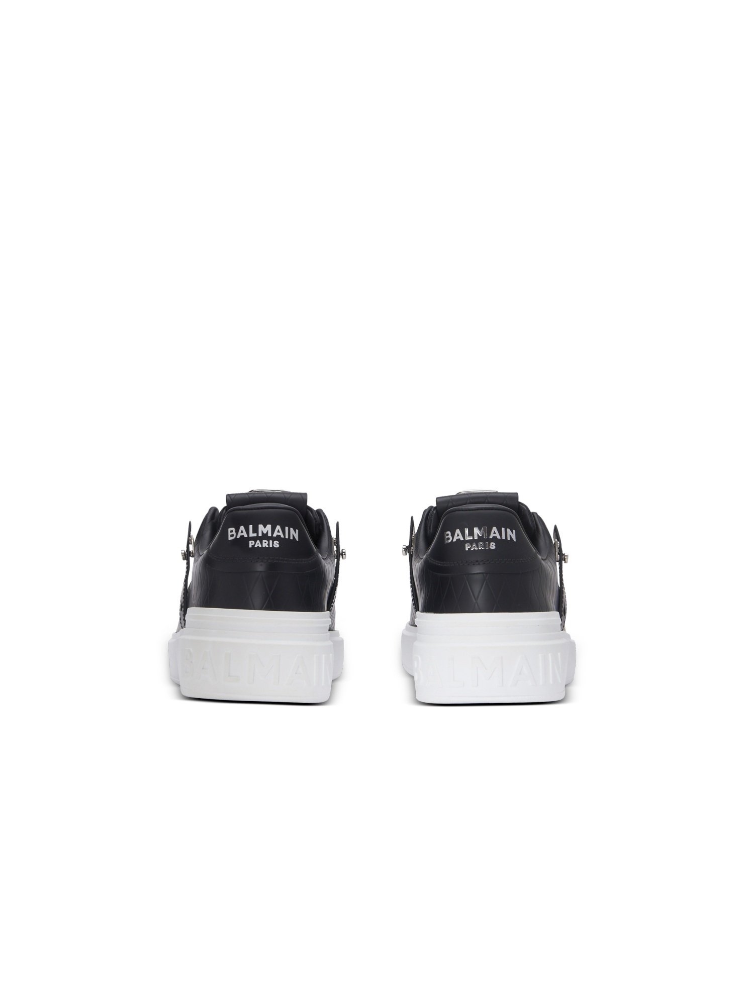 Balmain 'b-court B-buzz' Black Low Sneakers With Diamond Motif And Logo Patch On The Tongue In Black