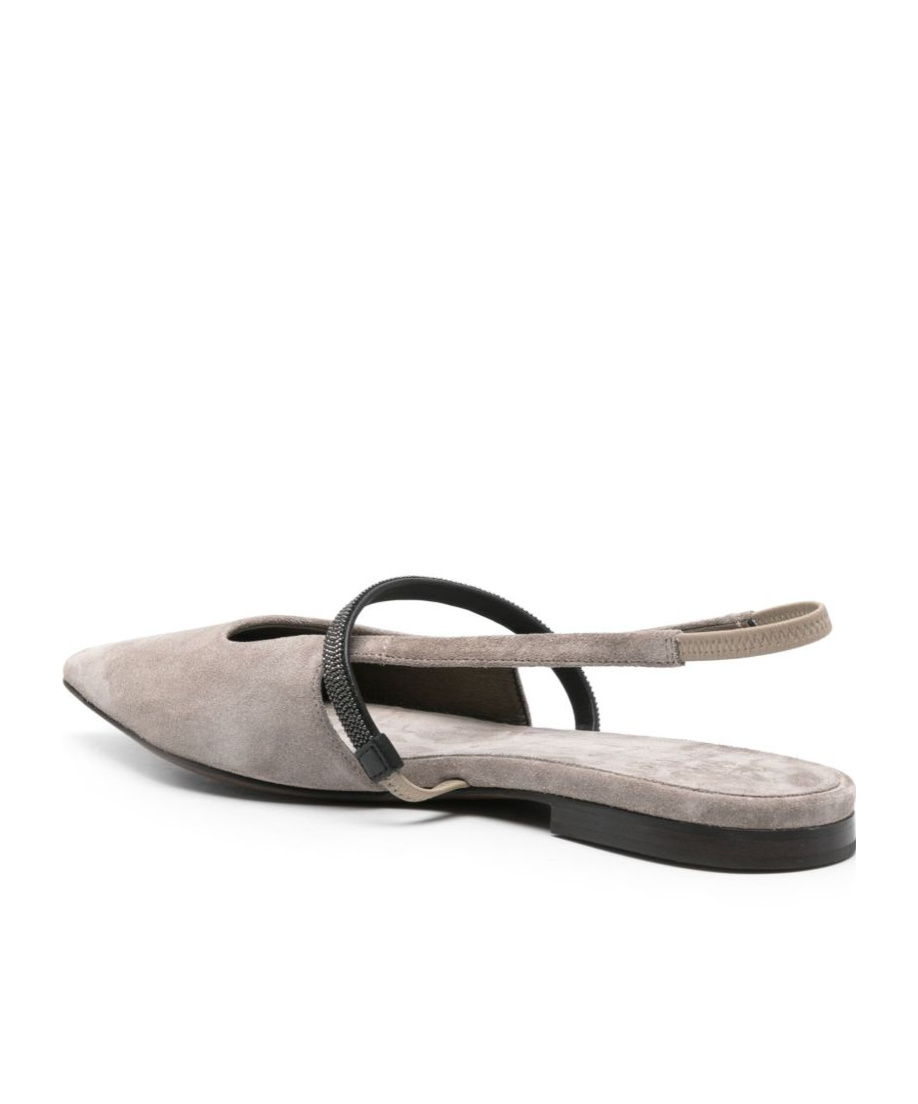 Brunello Cucinelli Slingback Flats In Gray