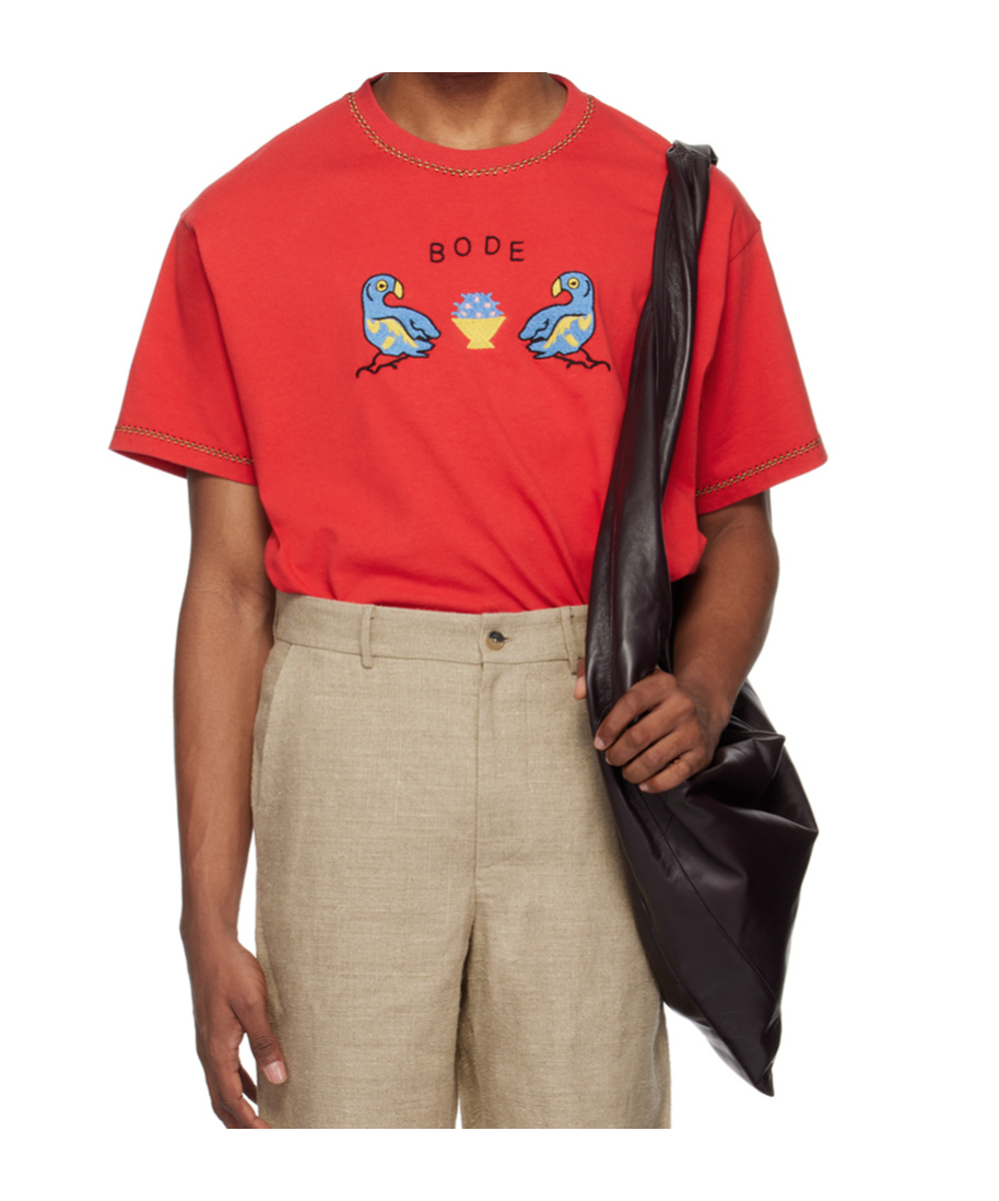 Bode Twin Parakeet T-shirt In Red