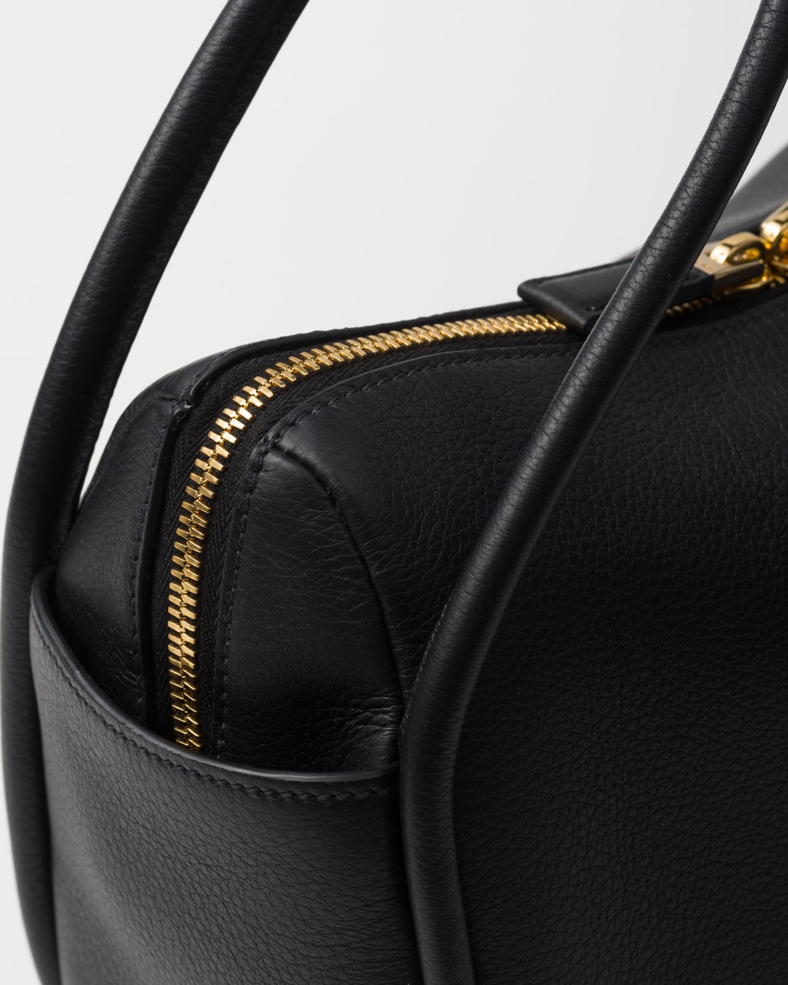 Shop Prada Leather Handbag In Black
