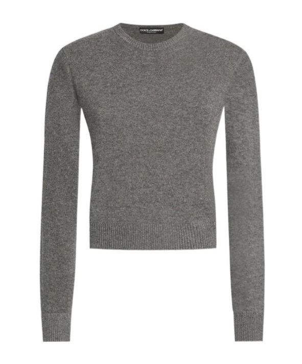 Dolce & Gabbana Round-neck Cropped Sweater In Gray