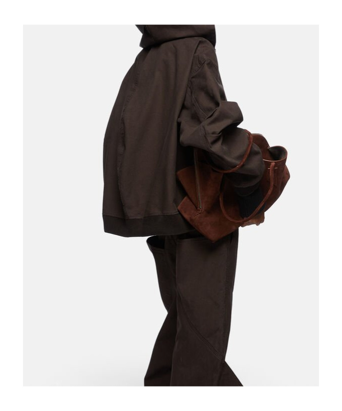Attico Oversized Cotton Bomber Jacket With Hood In Black